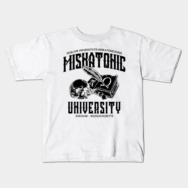 Miskatonic University Black Kids T-Shirt by Djokolelono